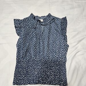 Paper Crane Ruffled Blue Top